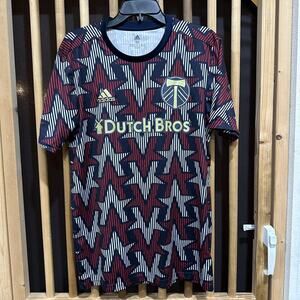 Portland Timbers Shirt Mens Size M Red Blue White MLS Soccer Adidas Dutch Bros